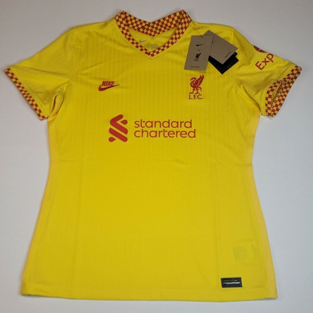 Nike Liverpool FC Soccer Jersey Womens Medium. 21/22 Home Yellow 3rd Kit. NWT